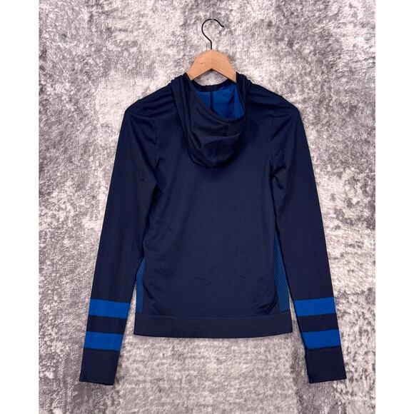 Tory Burch Sport Top Small Womens Seamless 1/4 Zip Blue Chevron Pullover - Picture 3 of 9